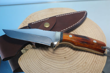 Fumio Inagaki FI-540 ZDP Damascus Hunter II, 3-1/4" Hitachi ZDP-189 Premium Powdered Damacus steel Blade