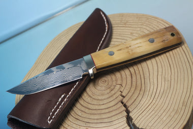 Fumio Inagaki FI-570 ZDP Damascus Trail Hunter, 3-1/2" Hitachi ZDP-189 Premium Powdered Damacus steel Blade