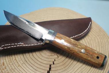 Fumio Inagaki FI-575 ZDP Damascus Drop point Hunter, 3-1/2" Hitachi ZDP-189 Premium Powdered Damacus steel Blade