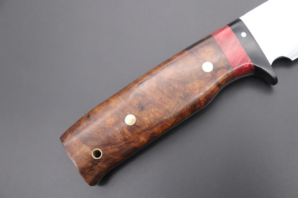 Fumio Inagaki FI-630 Katana Hunter. 10 1/4" VG-10 Damascus blade, Desert Ironwood Burl Custom Combination handle