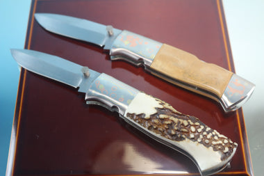 Fumio Inagaki FI-780 Blackjack MAMBA Folder, Custom Replica with Rainbow Damascus Mokume-Gane Bolster