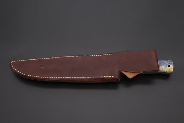 Fumio Inagaki FI-810 Katana Hunter, 9" AUS-8 Spear point blade, Dyed Maple Burl Handle