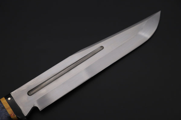 Fumio Inagaki FI-810 Katana Hunter, 9" AUS-8 Spear point blade, Dyed Maple Burl Handle