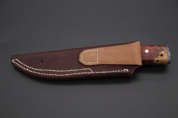 Fumio Inagaki FI-815   5" VG-10 Damascus Drop Point Hunter, Quince Burl wood Handle