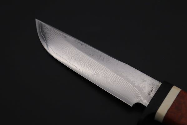 Fumio Inagaki FI-815   5" VG-10 Damascus Drop Point Hunter, Quince Burl wood Handle
