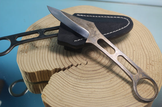 Fumio Inagaki FI-840   Skeleton Tactical Knife, VG-1 Gunblued Lightweight Skeleton