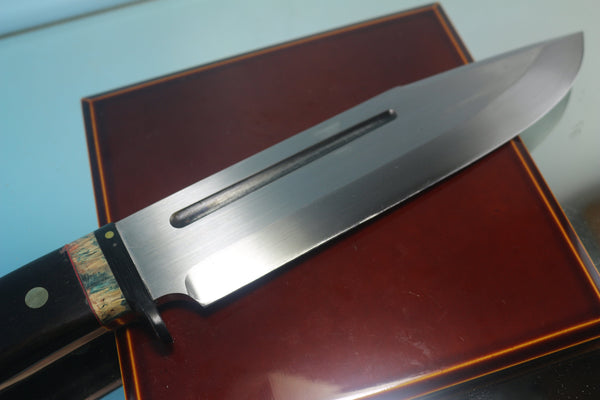 Fumio Inagaki FI-845 Bushman Hunter, 8-3/4" AUS-8 Large Bowie style Blade, African Ebonywood Handle