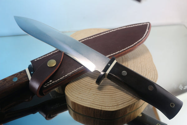 Fumio Inagaki FI-885 Mamba Hunter,   9" VG-10 Damascus Recurved Hamaguri-ba  Blade - JapaneseKnifeDirect.Com