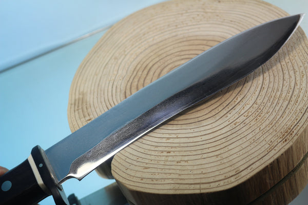 Fumio Inagaki FI-885 Mamba Hunter,   9" VG-10 Damascus Recurved Hamaguri-ba  Blade - JapaneseKnifeDirect.Com