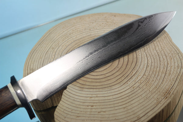 Fumio Inagaki FI-885 Mamba Hunter,   9" VG-10 Damascus Recurved Hamaguri-ba  Blade - JapaneseKnifeDirect.Com