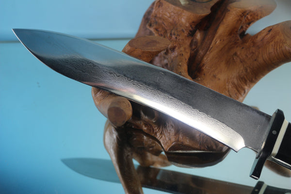 Fumio Inagaki FI-885 Mamba Hunter,   9" VG-10 Damascus Recurved Hamaguri-ba  Blade - JapaneseKnifeDirect.Com