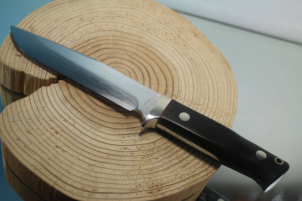 Fumio Inagaki FI-890 Damascus Hunter, 5-1/2" VG-1 Damascus blade - JapaneseKnifeDirect.Com