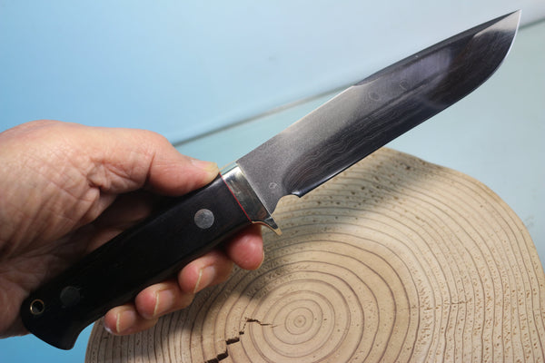 Fumio Inagaki FI-890 Damascus Hunter, 5-1/2" VG-1 Damascus blade - JapaneseKnifeDirect.Com