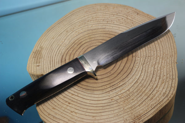 Fumio Inagaki FI-890 Damascus Hunter, 5-1/2" VG-1 Damascus blade - JapaneseKnifeDirect.Com