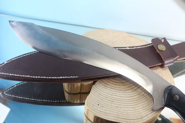 Fumio Inagaki FI-920 Kukri Machete Knife, 13" VG-10 Damascus Blade - JapaneseKnifeDirect.Com