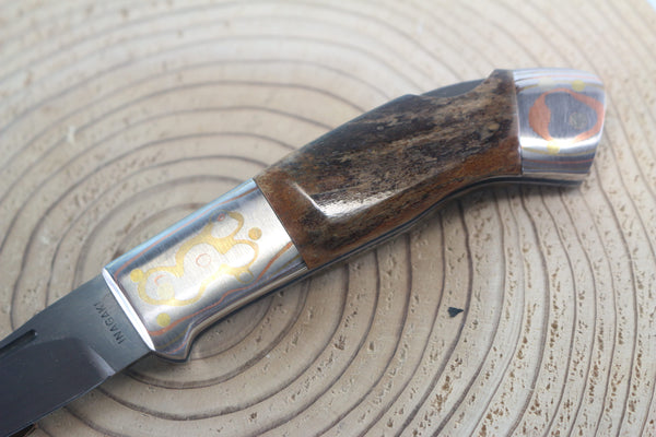 Fumio Inagaki FI-935 RON LAKE  Folders, Custom Replica with Rainbow Damascus Mokume-Gane Bolsters
