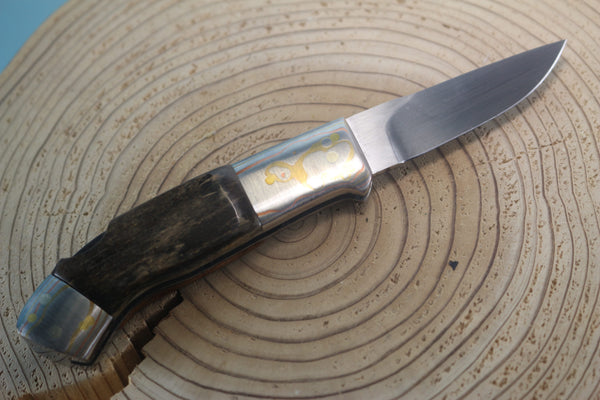 Fumio Inagaki FI-935 RON LAKE  Folders, Custom Replica with Rainbow Damascus Mokume-Gane Bolsters