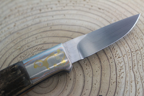 Fumio Inagaki FI-935 RON LAKE  Folders, Custom Replica with Rainbow Damascus Mokume-Gane Bolsters
