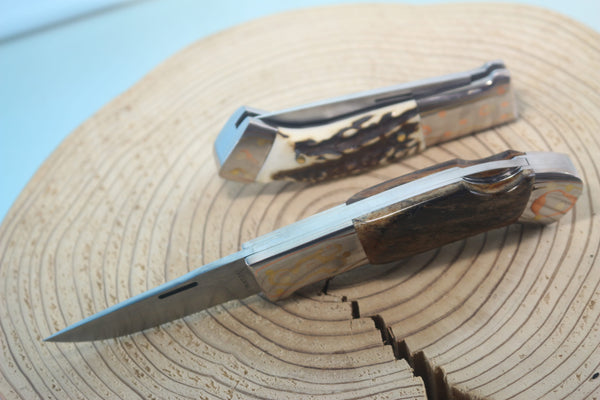 Fumio Inagaki FI-935 RON LAKE  Folders, Custom Replica with Rainbow Damascus Mokume-Gane Bolsters