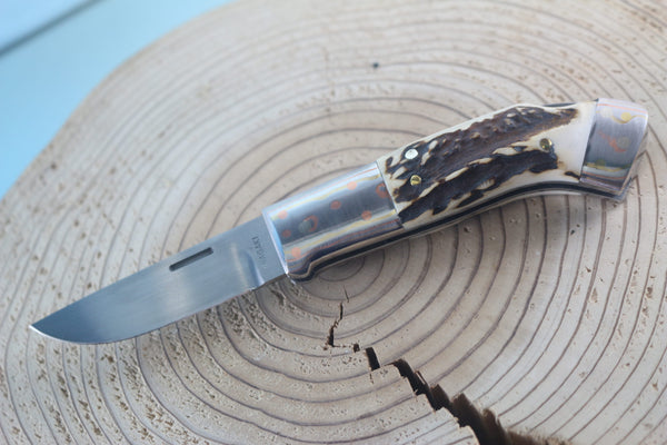 Fumio Inagaki FI-935 RON LAKE  Folders, Custom Replica with Rainbow Damascus Mokume-Gane Bolsters