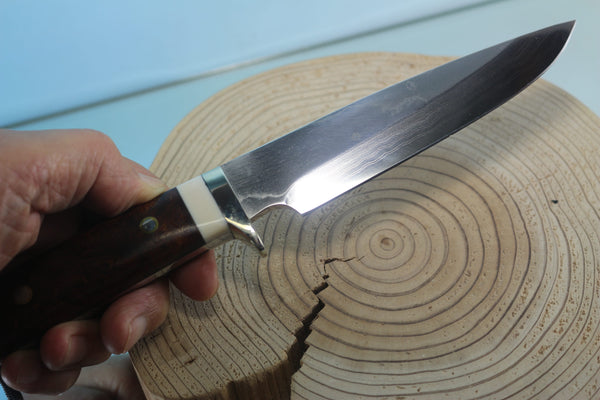 Fumio Inagaki FI-945 Damascus Hunter, 5-1/2" VG-1 Damascus blade, Premium Desert Ironwood Burl handle