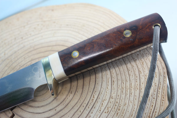 Fumio Inagaki FI-945 Damascus Hunter, 5-1/2" VG-1 Damascus blade, Premium Desert Ironwood Burl handle