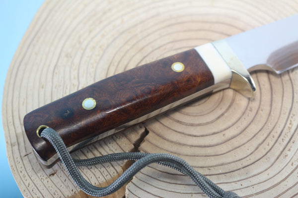 Fumio Inagaki FI-945 Damascus Hunter, 5-1/2" VG-1 Damascus blade, Premium Desert Ironwood Burl handle