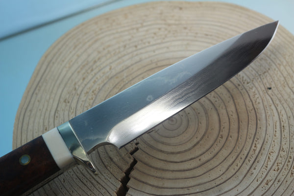 Fumio Inagaki FI-945 Damascus Hunter, 5-1/2" VG-1 Damascus blade, Premium Desert Ironwood Burl handle