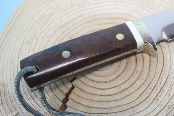Fumio Inagaki FI-945 Damascus Hunter, 5-1/2" VG-1 Damascus blade, Premium Desert Ironwood Burl handle