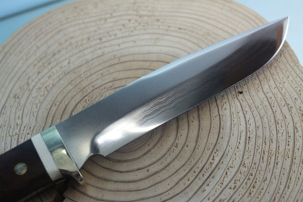 Fumio Inagaki FI-945 Damascus Hunter, 5-1/2" VG-1 Damascus blade, Premium Desert Ironwood Burl handle
