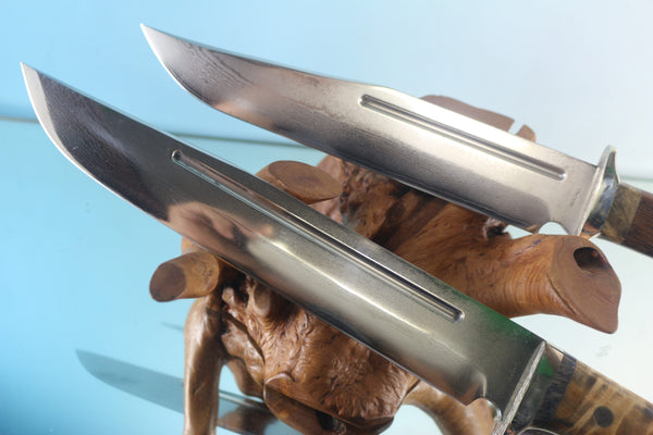 Fumio Inagaki FI-955 9-inch & 10-inch Big Bowie Knife. VG-10 Damascus blade with long Blood Groove