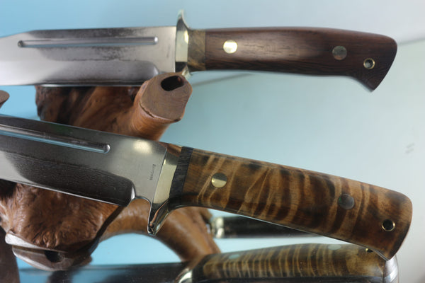Fumio Inagaki FI-955 9-inch & 10-inch Big Bowie Knife. VG-10 Damascus blade with long Blood Groove