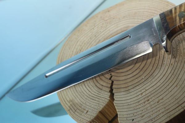 Fumio Inagaki FI-955 9-inch & 10-inch Big Bowie Knife. VG-10 Damascus blade with long Blood Groove