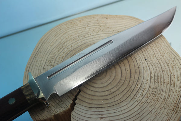Fumio Inagaki FI-955 9-inch & 10-inch Big Bowie Knife. VG-10 Damascus blade with long Blood Groove