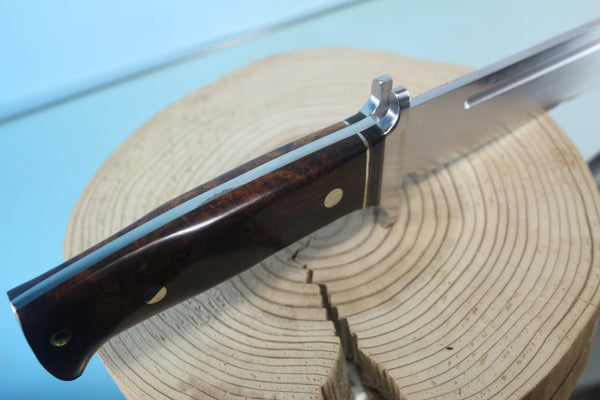 Fumio Inagaki FI-960  10-inch Big Bowie Knife. VG-10 Damascus blade with Gorgeous Premium Desert Ironwood Burl Handle - JapaneseKnifeDirect.Com