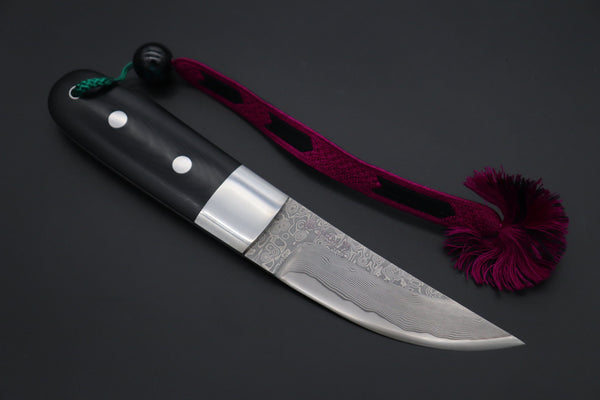 Hattori 傘 SAN Limited Edition SAN-114 Cowry-X Damascus TANTO (Single Bevel Edge )