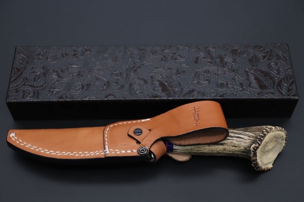 Hattori 傘 SAN Limited Edition SAN-133A Cowry-X Damascus Mighty Wild Crown Hunter (Crown Stag Handle)