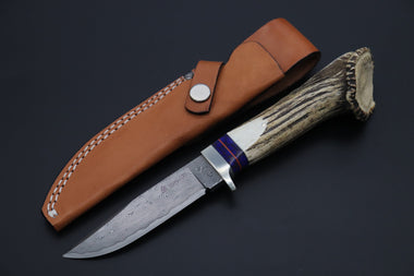 Hattori 傘 SAN Limited Edition SAN-133A Cowry-X Damascus Mighty Wild Crown Hunter (Crown Stag Handle)