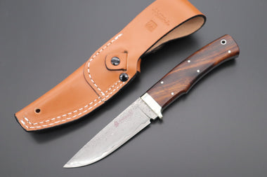 Hattori 傘 SAN Limited Edition SAN-63F Cowry-X Damascus Urbane Hunter "Custom Desert Ironwood Handle"