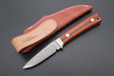 Hattori 傘 SAN Limited Edition SAN-78C Limited Cowry-X Damascus EDC Utility Hunter (Cocobolo Wood Handle)