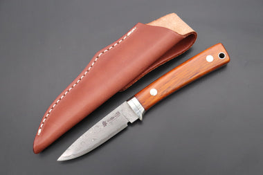 Hattori 傘 SAN Limited Edition SAN-78C2 Limited Cowry-X Damascus EDC Utility Hunter (Cocobolo Wood Handle)