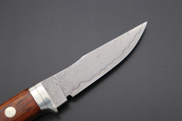 Hattori 傘 SAN Limited Edition SAN-79C Limited Cowry-X Damascus Little Hunter (Clip Point, Cocobolo Wood Handle)