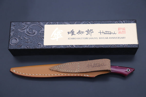 Hattori 傘 SAN Limited Edition SAN-89 Cowry-X Damascus Slim Utility “Hattori Custom Elegant Smooth Purple Bone Handle”