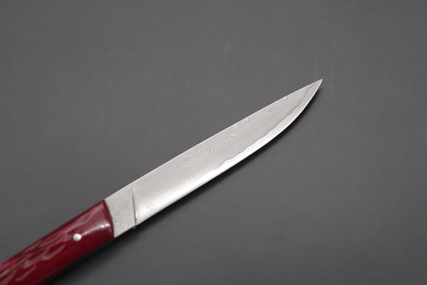 Hattori 傘 SAN Limited Edition SAN-90 Cowry-X Damascus Slim Utility “Hattori Custom Jigged Bone Handle”