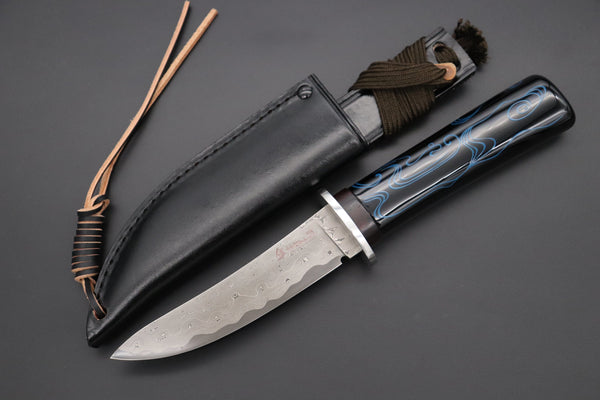 Hattori 傘 SAN Limited Edition “Wajima Urushi & Maki-e Project” SAN-119 HD Damascus "青波 GECKO" "Blue Wave GECKO"