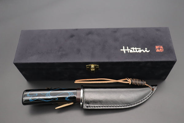 Hattori 傘 SAN Limited Edition “Wajima Urushi & Maki-e Project” SAN-119 HD Damascus "青波 GECKO" "Blue Wave GECKO"