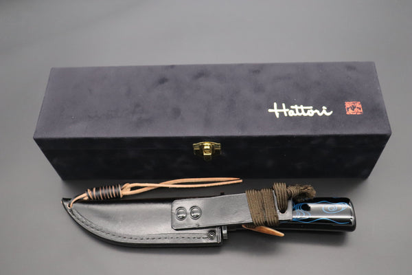 Hattori 傘 SAN Limited Edition “Wajima Urushi & Maki-e Project” SAN-119 HD Damascus "青波 GECKO" "Blue Wave GECKO"