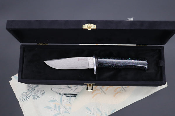 Hattori 傘 SAN Limited Edition “Wajima Urushi & Maki-e Project” SAN-120 Cowry X Damascus "螺鈿　カムパネルラ" "RADEN-KAMUPANERURA"