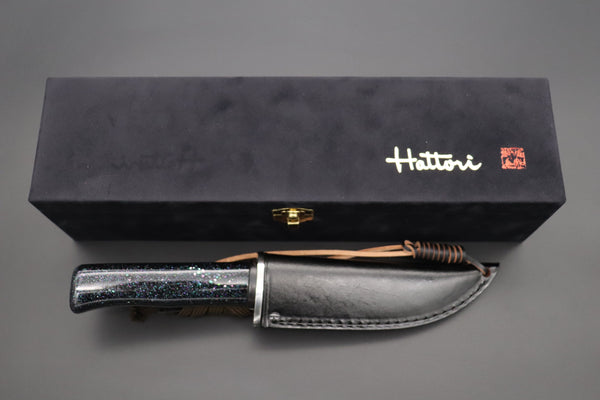 Hattori 傘 SAN Limited Edition “Wajima Urushi & Maki-e Project” SAN-120 Cowry X Damascus "螺鈿　カムパネルラ" "RADEN-KAMUPANERURA"