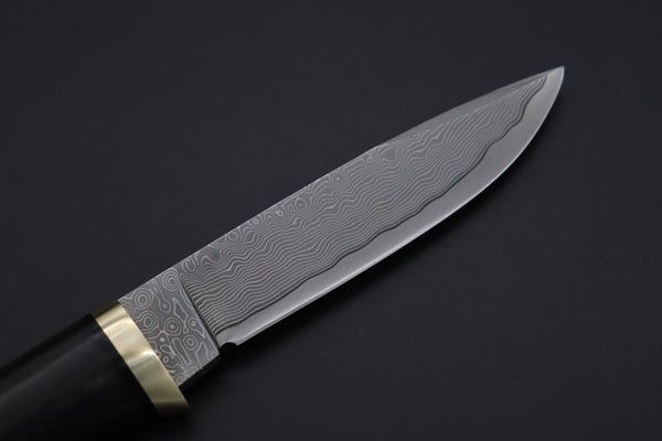 Hattori 傘 SAN Limited Hattori Natures Edition SAN-144 Cowry-X Damascus Special Utility Hunter "Custom Combination Handle African Ebonywood Handle with Quince Burl Wood"